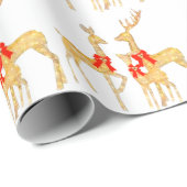 Rendierdecoraties op wit inpakpapier (Rol Hoek)