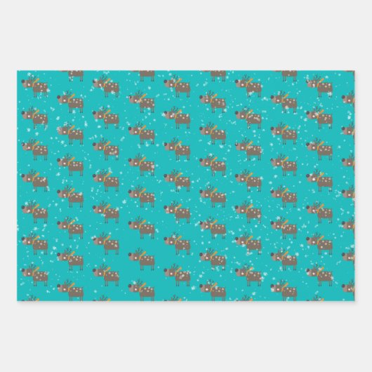 Rendierelveren en kerstkerstmis inpakpapier vel (Voorkant 3)