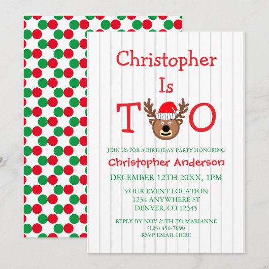 rendieren 2e verjaardag kaart (Voorkant / Achterkant)