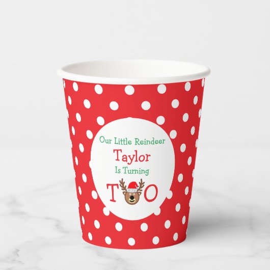 rendieren 2e verjaardag papieren bekers (Voorkant)