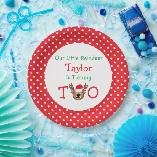 rendieren 2e verjaardag papieren bordje (Feest)