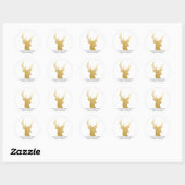 rendieren | Antler | Faux gouden folie | Vakantie Ronde Sticker (Vel)