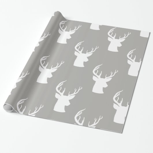 rendieren | Antler | Snel kerstgrijs patroon Cadeaupapier (Uitgerold)