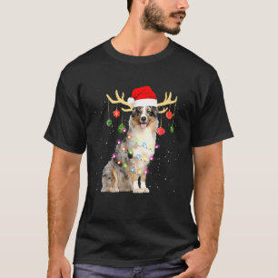 rendieren Australian Shepherd Dog met Kerstmis Li T-shirt