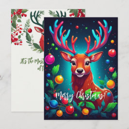 "Rendieren & Baubles" Kerst Kaart Notitiekaartje