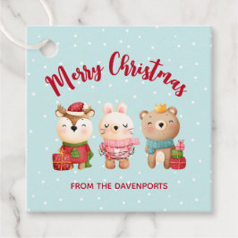 rendieren, Beer en konijnenkerstmis Bedankjes Labels