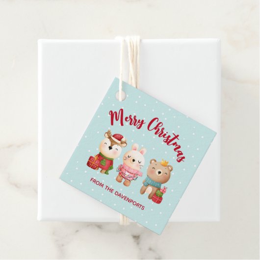 rendieren, Beer en konijnenkerstmis Bedankjes Labels (In situ)