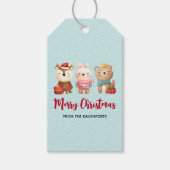 rendieren, Beer en konijnenkerstmis Cadeaulabel (Voorkant)