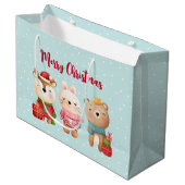 rendieren, Beer en konijnenkerstmis Groot Cadeauzakje (Voorkant Gekanteld)