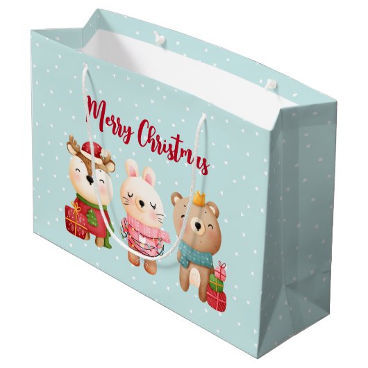 rendieren, Beer en konijnenkerstmis Groot Cadeauzakje (Achterkant Gekanteld)