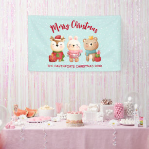 rendieren, Beer en konijnenkerstmis Spandoek