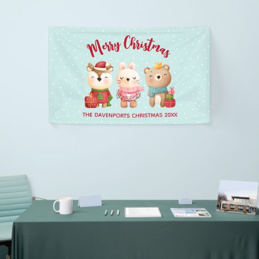 rendieren, Beer en konijnenkerstmis Spandoek (Beurs)