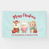 rendieren, Beer en konijnenkerstmis Spandoek (Horizontaal)