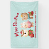 rendieren, Beer en konijnenkerstmis Spandoek (Verticaal)