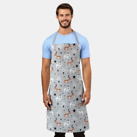 rendieren, Beren en kerstbomen Schort (Gedragen)