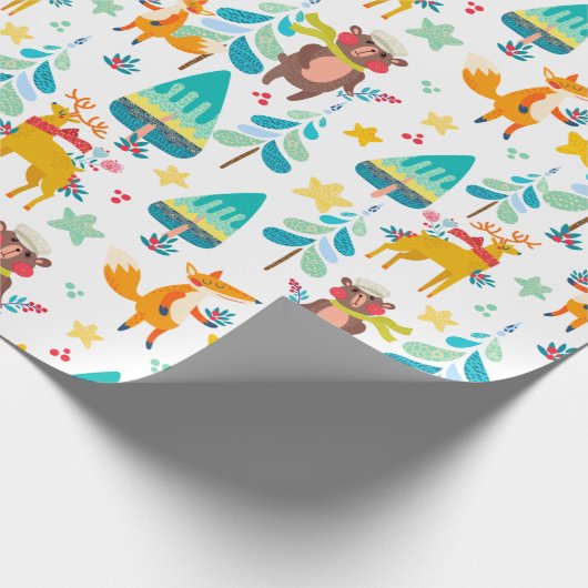 Rendieren, Beren en vossen Cadeaupapier (Hoek)