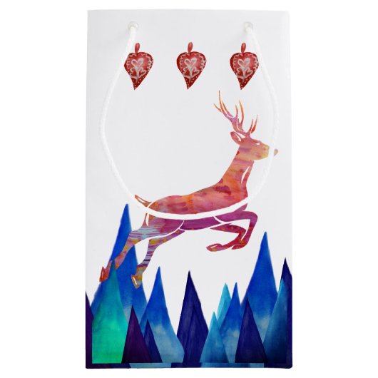 rendieren, bergen, feestspeelgoed klein cadeauzakje (Achterkant)