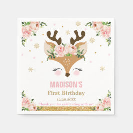 Rendieren Bloemen Sneeuwvlokken Kerstdag Servet