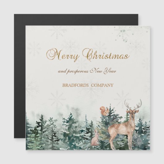 rendieren, bos, sneeuwvlokken (Voorkant / Achterkant)