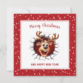Rendieren doorbreken Funny Christmas Kaart (Voorkant)