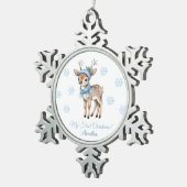 Rendieren een 1e kerst tin sneeuwvlok ornament (Rechts)