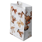 Rendieren en Bogen Coquette Gift Bag Klein Cadeauzakje (Achterkant Gekanteld)