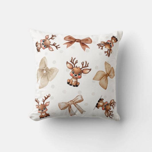 Rendieren en Bogen Coquette Sierkussen (Voorkant)