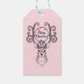 Rendieren en geweien Vrolijk Kerstfeest Cadeaulabel (Achterkant)