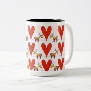 rendieren en harten tweekleurige koffiemok