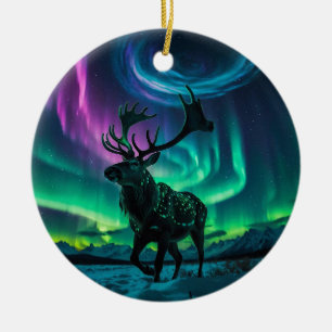 Rendieren en het Noorderlicht Wildlife Design Keramisch Ornament