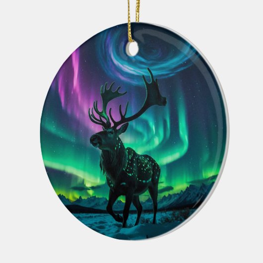 Rendieren en het Noorderlicht Wildlife Design Keramisch Ornament (Links)