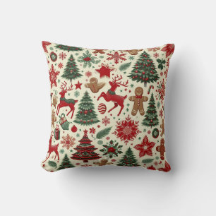 Rendieren en kerstboom Vakantie decor Kussen