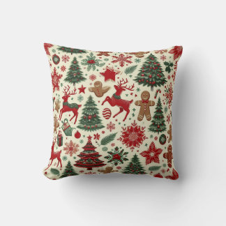 Rendieren en kerstboom Vakantie decor Kussen