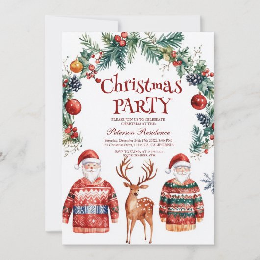 Rendieren en kerstfeest kaart (Voorkant)