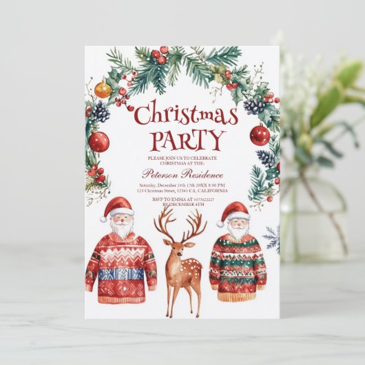 Rendieren en kerstfeest kaart (Staand voorkant)