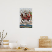 rendieren en kerstman uit voor levering poster (Keuken)