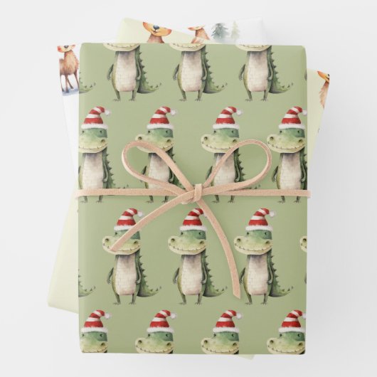 Rendieren en Kerstmis Alligators Inpakpapier Vel (In situ)