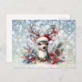 Rendieren en Kerstmis Feestdagenkaart (Voorkant / Achterkant)