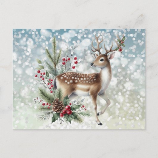 Rendieren en Kerstmis Feestdagenkaart (Voorkant)