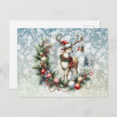 Rendieren en Kerstmis Feestdagenkaart (Voorkant / Achterkant)