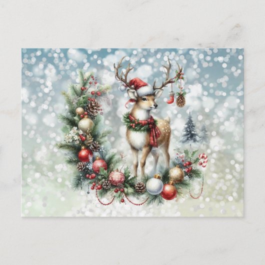 Rendieren en Kerstmis Feestdagenkaart (Voorkant)