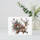 Rendieren en Kerstmis Feestdagenkaart (Staand voorkant)
