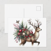 Rendieren en Kerstmis Feestdagenkaart (Voorkant / Achterkant)