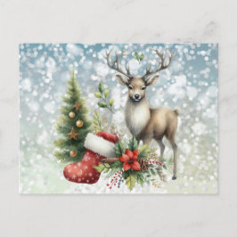 Rendieren en Kerstmis Feestdagenkaart