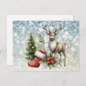 Rendieren en Kerstmis Feestdagenkaart (Voorkant / Achterkant)