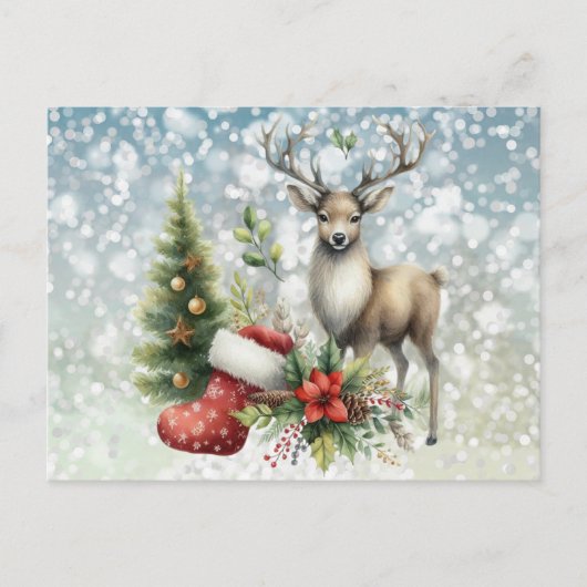 Rendieren en Kerstmis Feestdagenkaart (Voorkant)