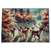 rendieren en kerstverlichting groot cadeauzakje (Voorkant)