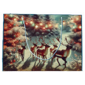 rendieren en kerstverlichting groot cadeauzakje (Achterkant)