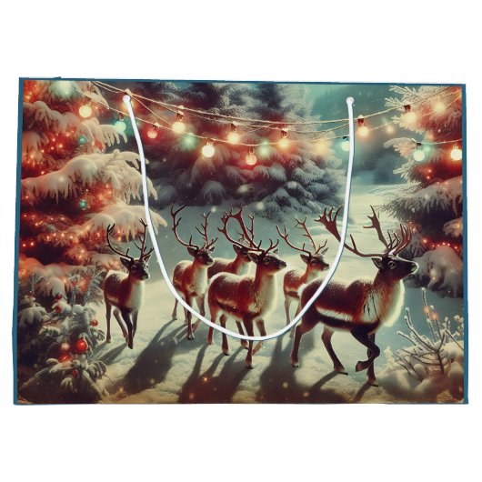 rendieren en kerstverlichting groot cadeauzakje (Achterkant)