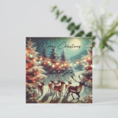  rendieren en kerstverlichting kaart (Staand voorkant)